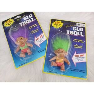 Lot 2 Soma‎ Glo Troll Good Luck Led Light Up Eyes 1992